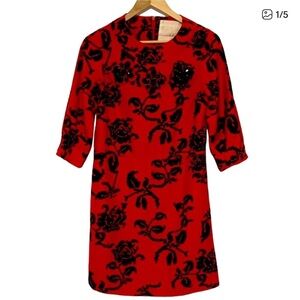 KARTA Red and Black Embellished Dress